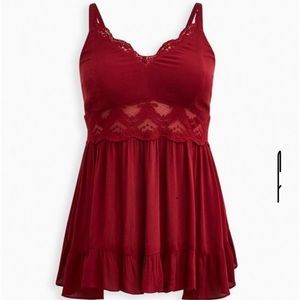 Torrid Babydoll Gauze With Lace Inset Cami Size 0 12/14